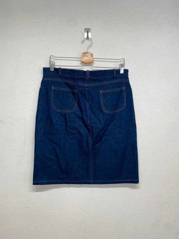 VINTAGE denim distressed midi skirt (XL)