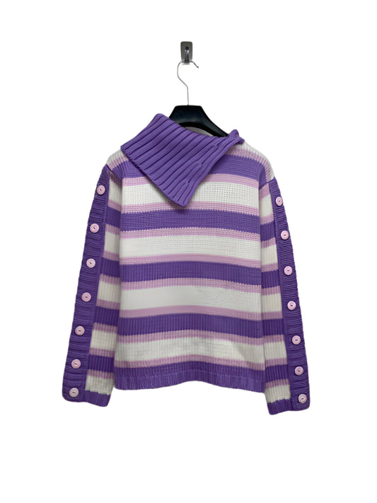 VINTAGE oversized collar knit sweater with buttoned sleeves (M)