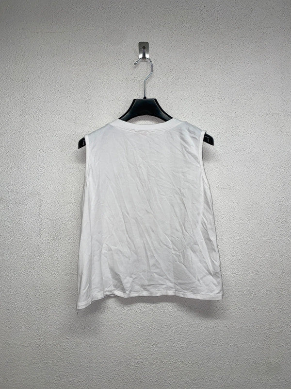 VINTAGE crochet knitted white sleeveless top (S)