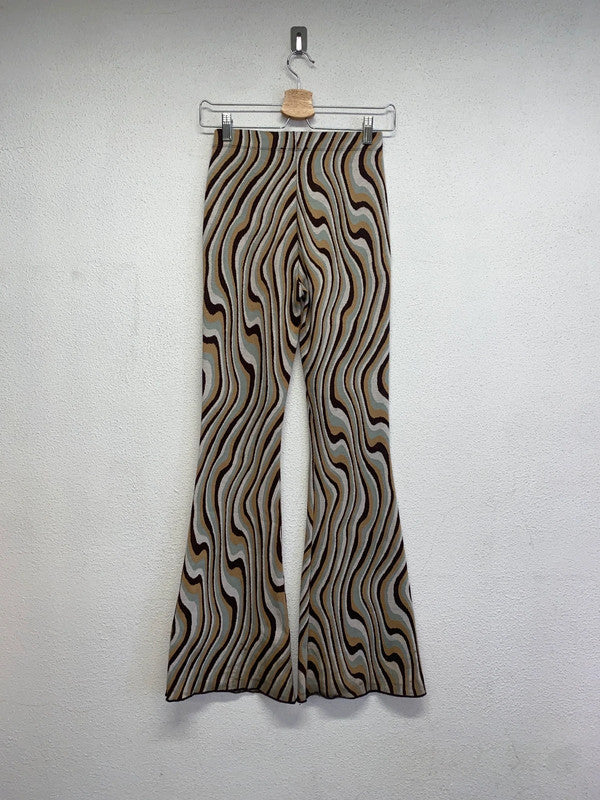 VINTAGE 70s funky pattern flaired knit trousers (S)