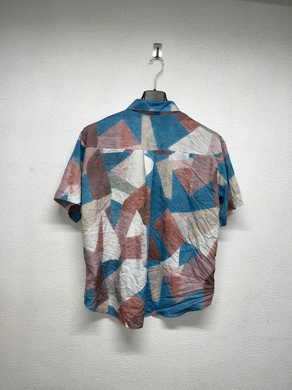 VINTAGE 70s pattern short sleeve shirt (M)
