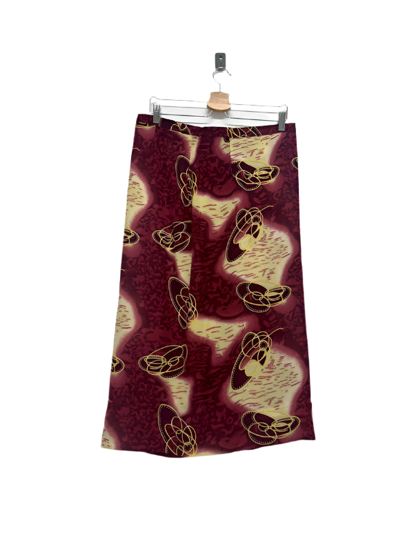 VINTAGE 70s pattern maxi skirt (L)