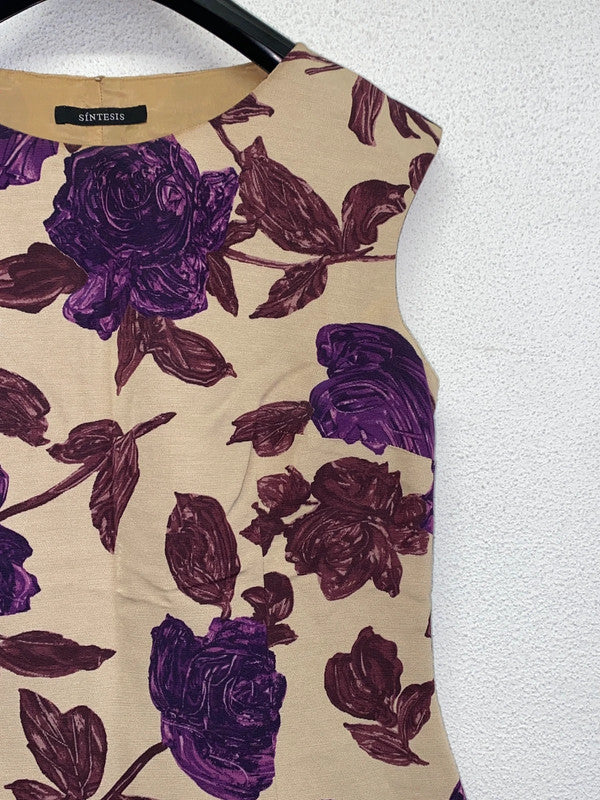 VINTAGE purple floral pattern sleeveless top (M)