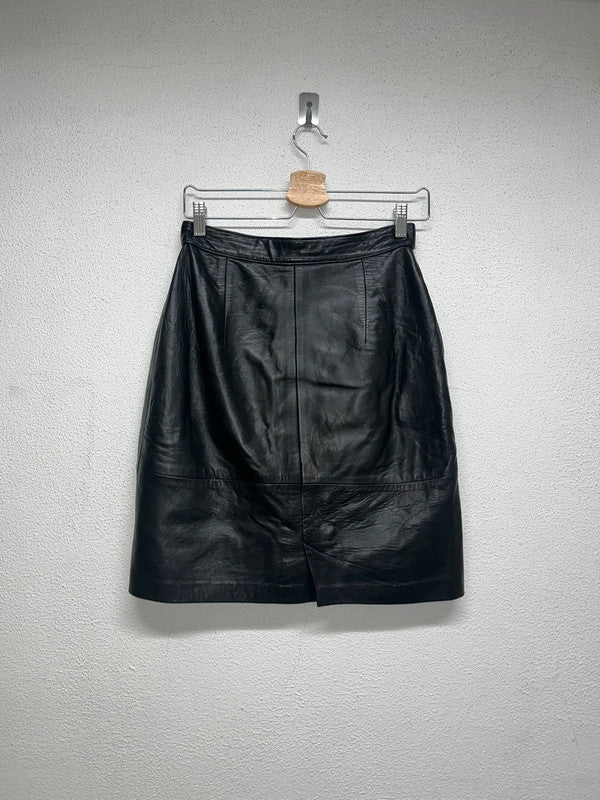 VINTAGE leather midi skirt (S)