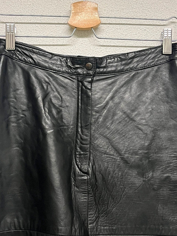 VINTAGE leather midi skirt (S)