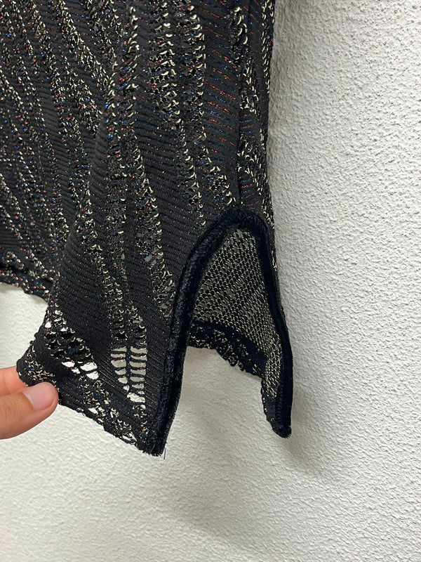 VINTAGE black glitter mesh sleeveless top (M)