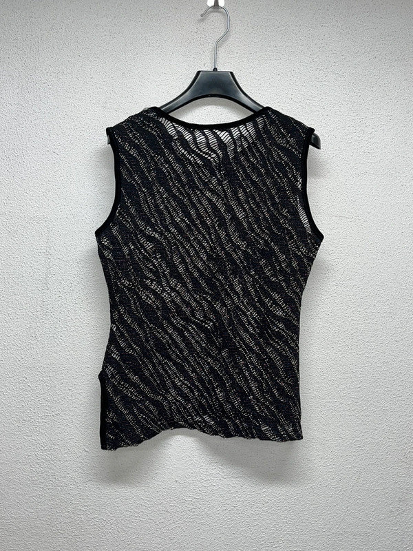 VINTAGE black glitter mesh sleeveless top (M)
