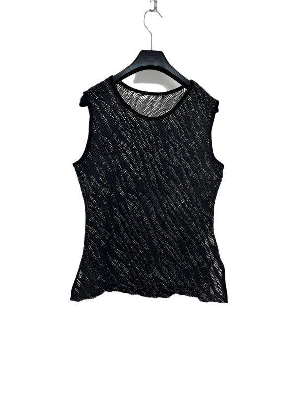 VINTAGE black glitter mesh sleeveless top (M)