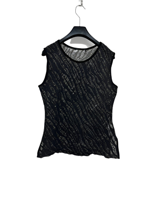 VINTAGE black glitter mesh sleeveless top (M)