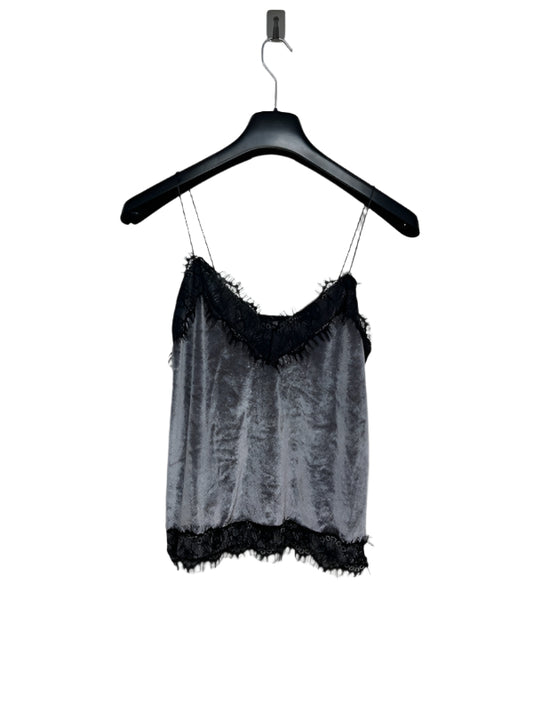 VINTAGE grey and black velvet lace cami top (M)