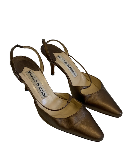 MANOLO BLAHNIK leather brown heels (36)