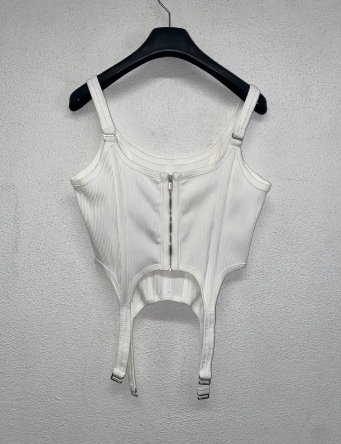 DION LEE white ribbed corset top (M)