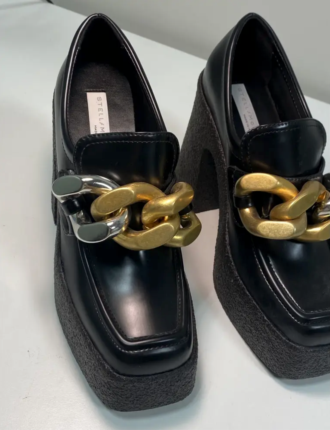 STELLA MCCARTNEY black leather skyla loafer low boots (36,5)