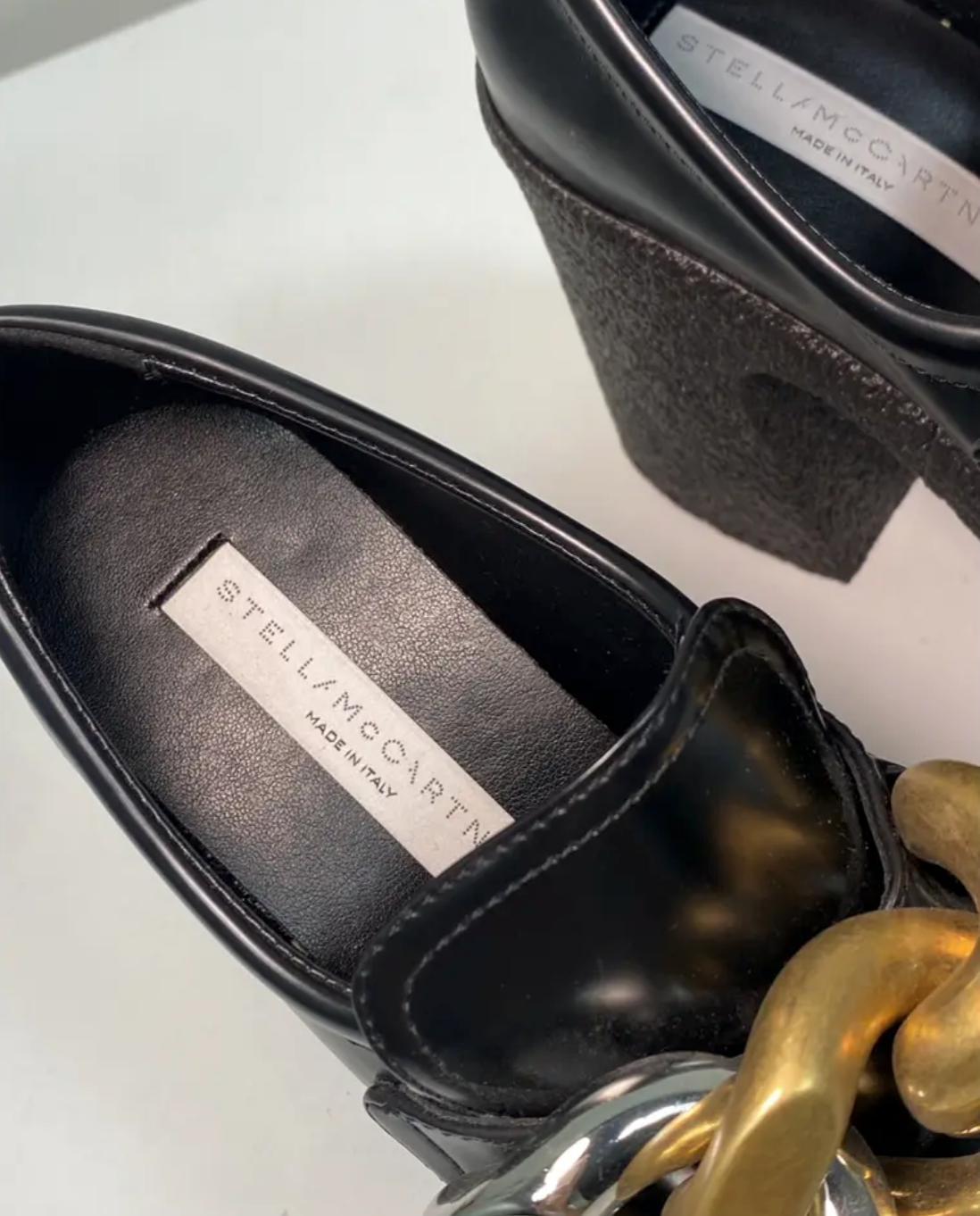 STELLA MCCARTNEY black leather skyla loafer low boots (36,5)