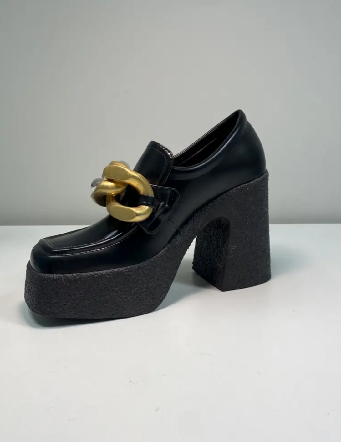 STELLA MCCARTNEY black leather skyla loafer low boots (36,5)
