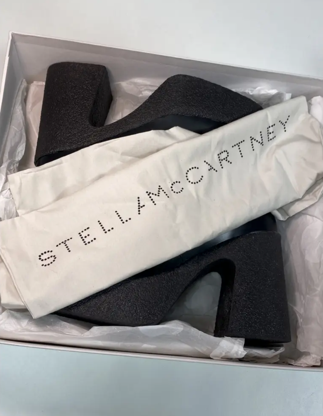 STELLA MCCARTNEY black leather skyla loafer low boots (36,5)