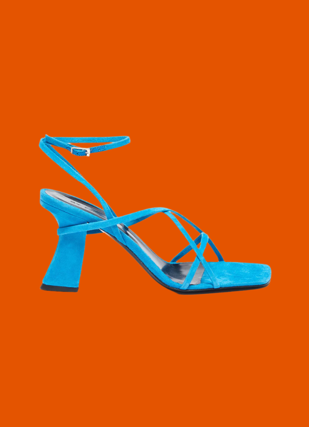 BY FAR blue suede sandal heels (39)