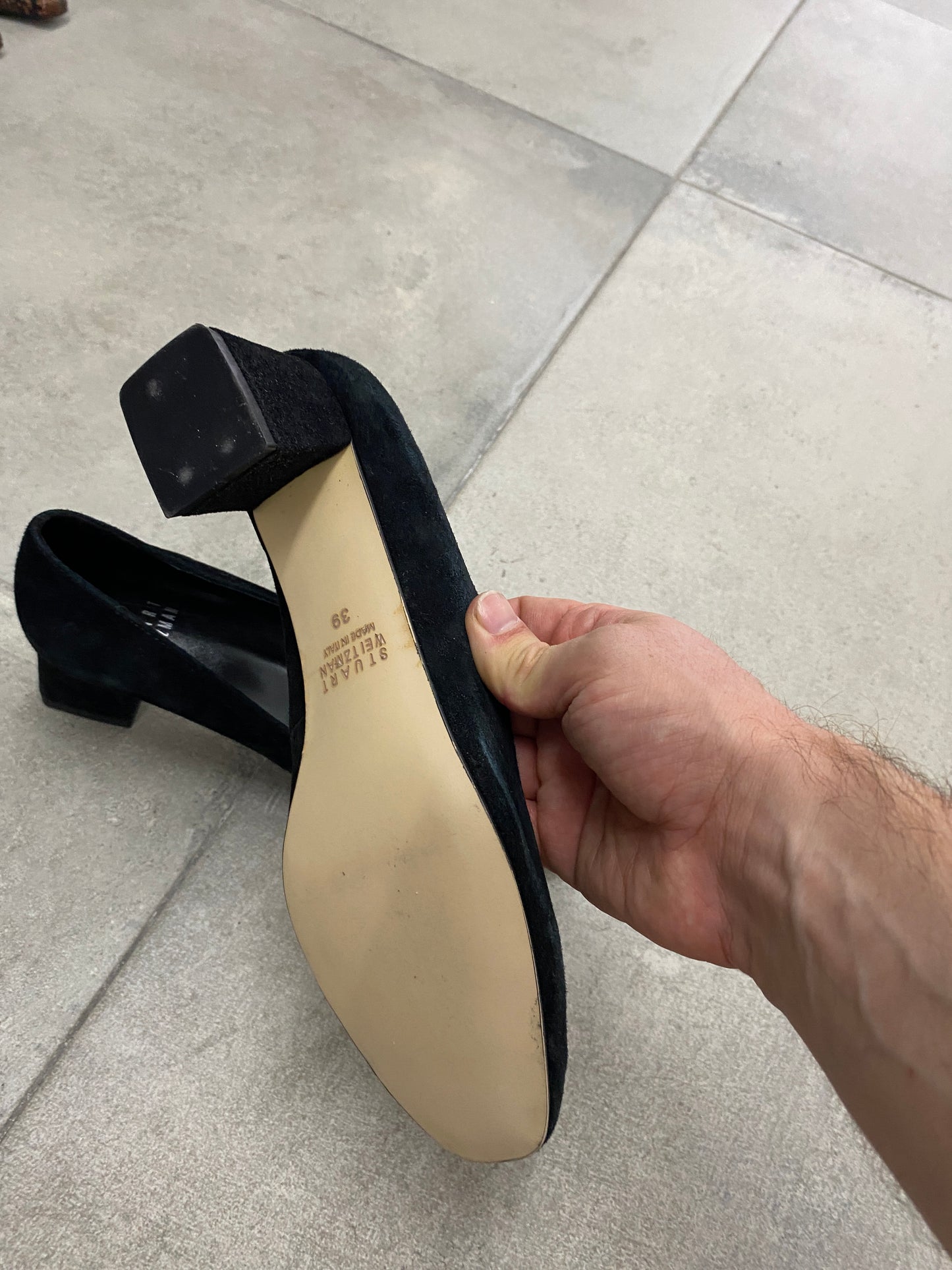 STUART WEITZMAN suede black heels (39)