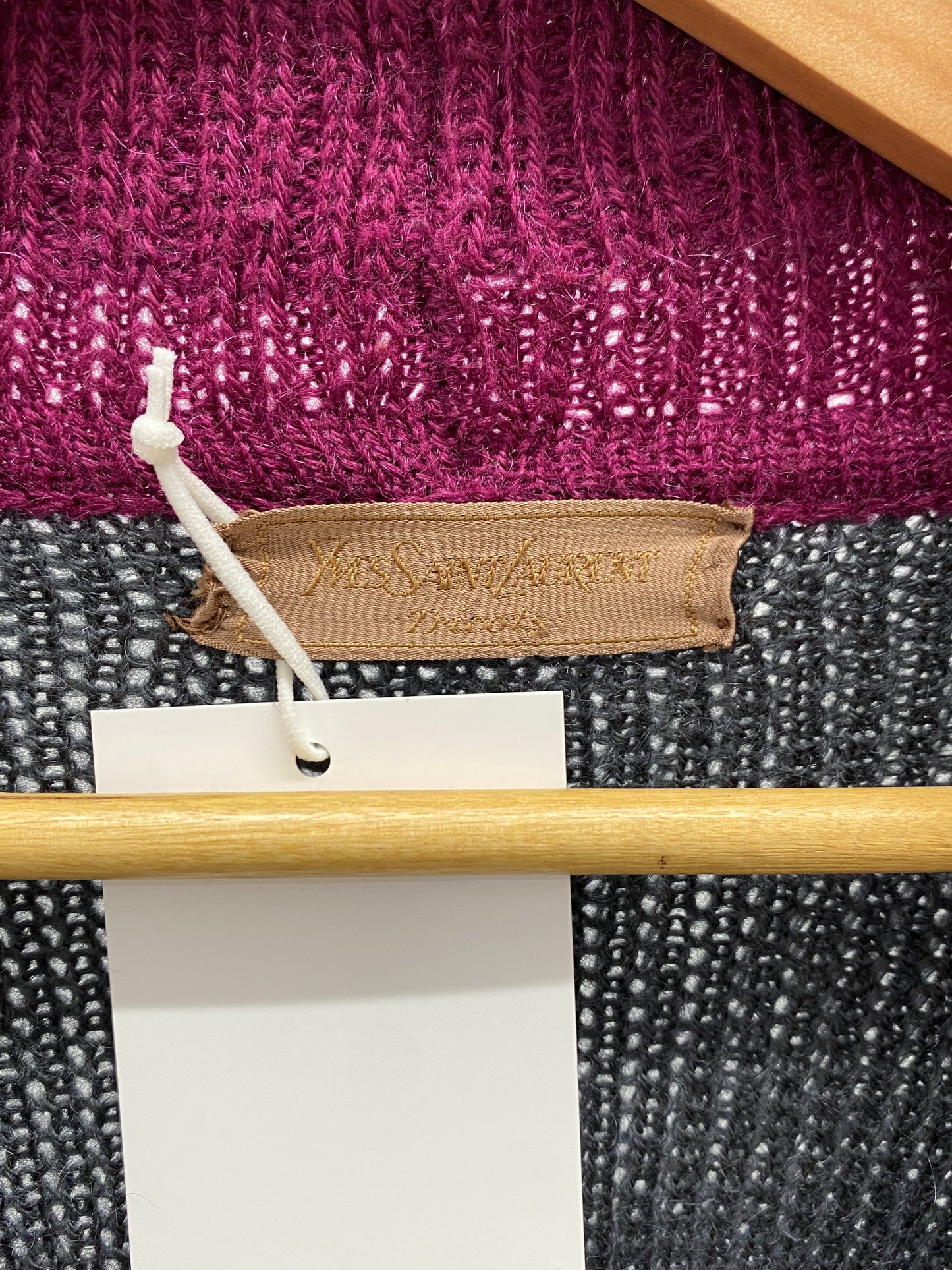 YVES SAINT LAURENT wool pink and grey cardigan (L)