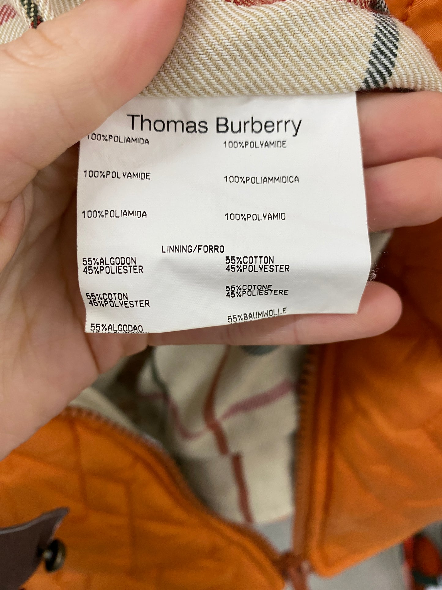 BURBERRY orange puffer (XS)