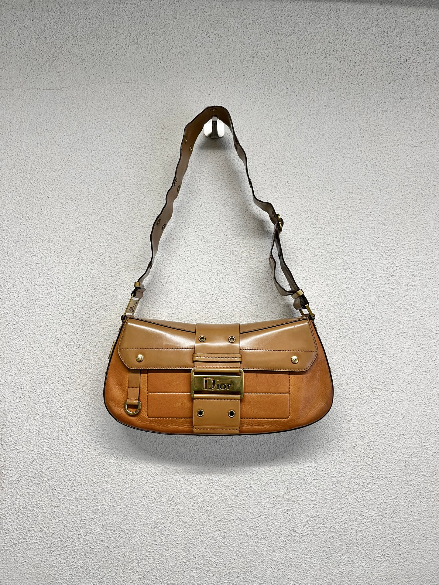 DIOR camel leather Columbus bag