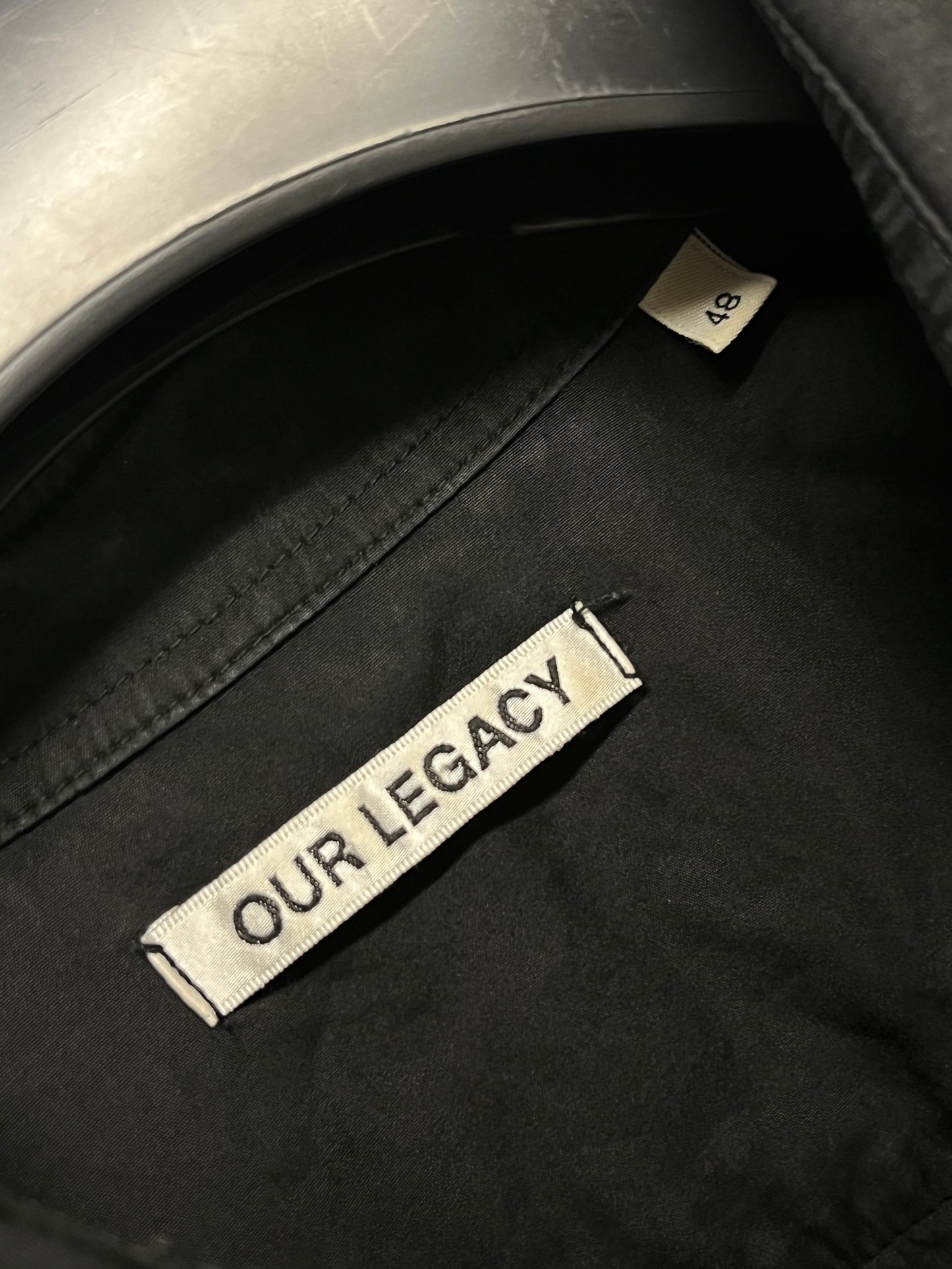 OUR LEGACY black shirt with distressed details (M)