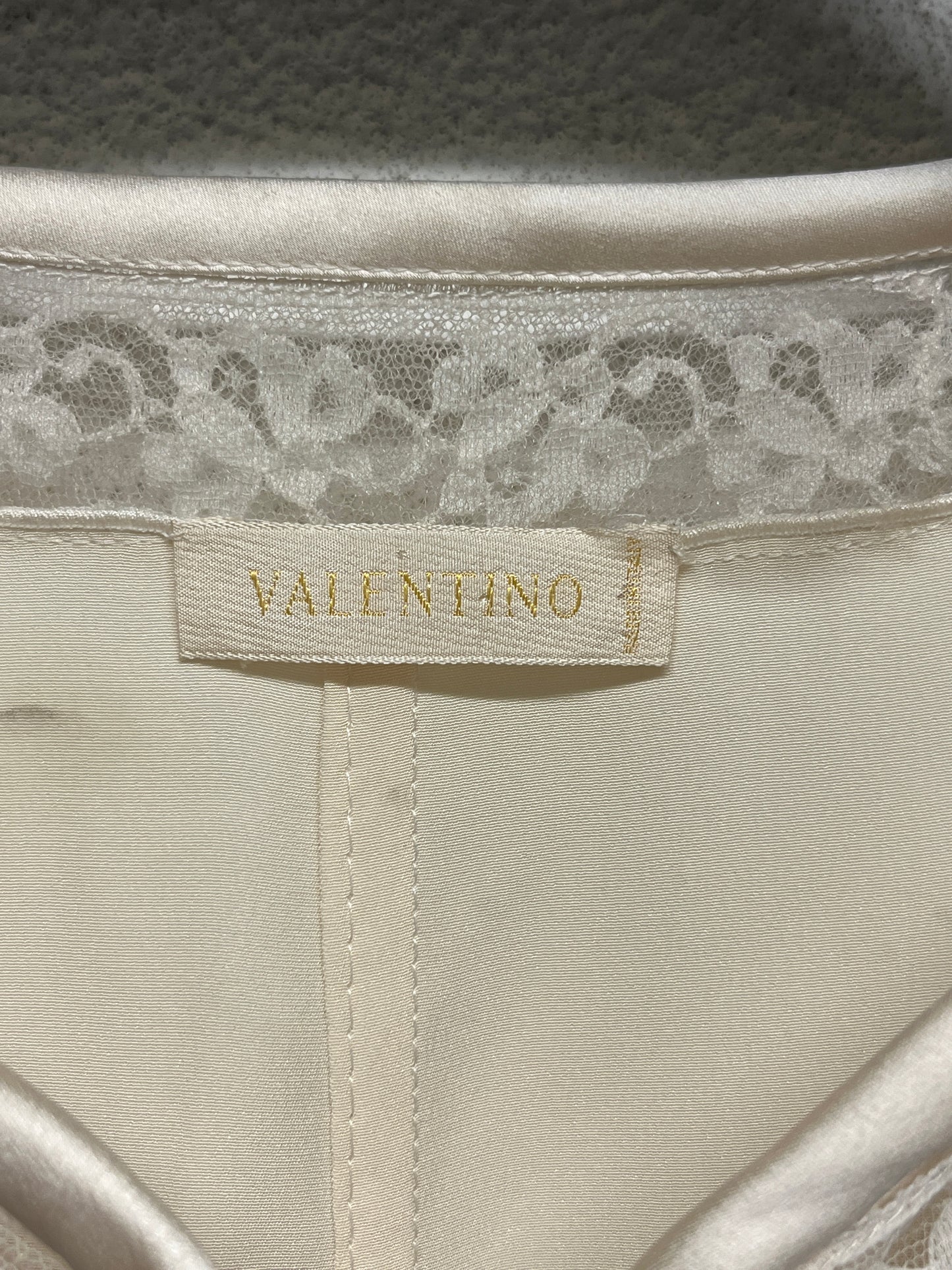 VALENTINO silk pearl gold button-up lace blouse (S)