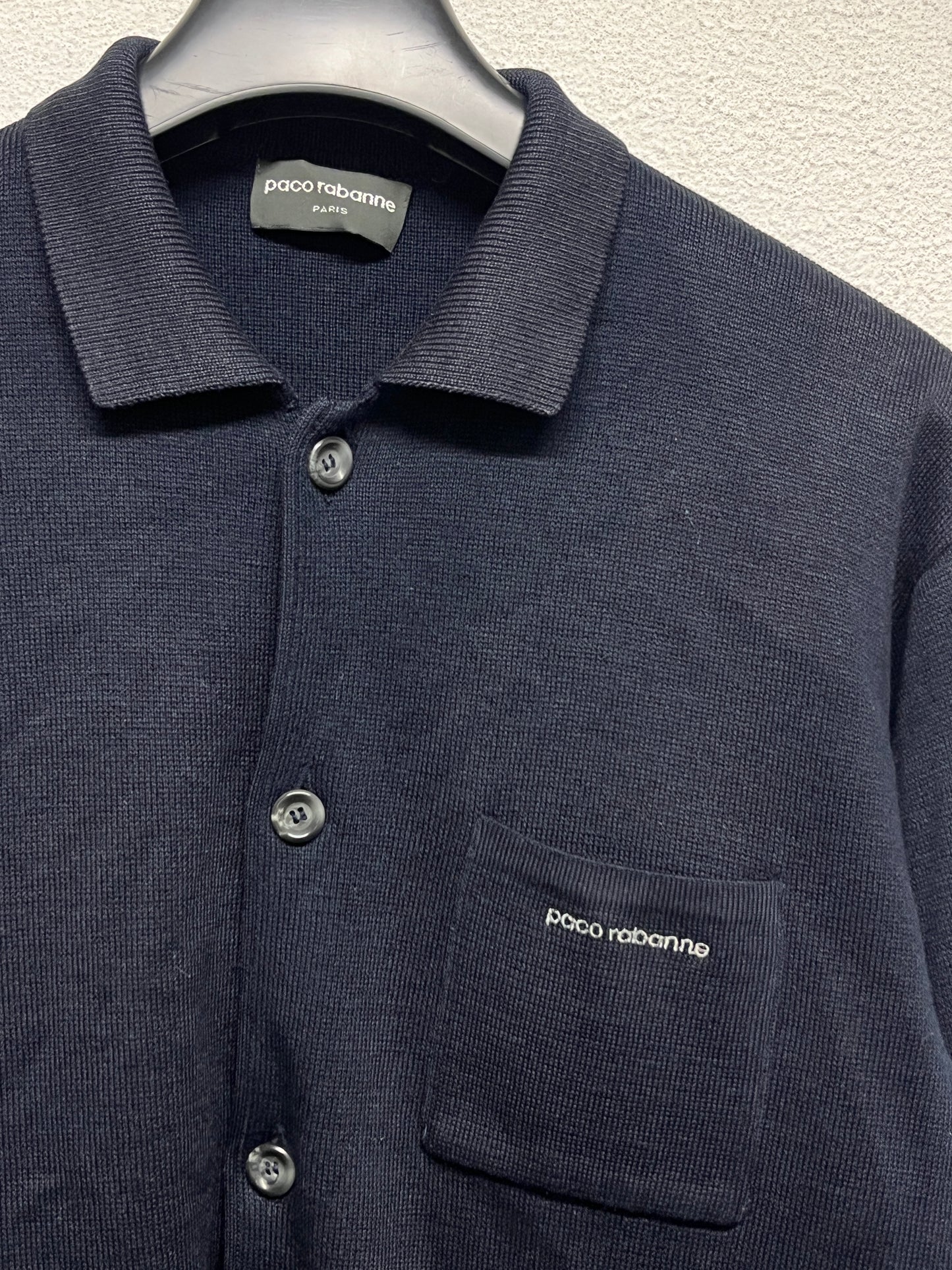 PACO RABBANNE wool button-up navy cardigan (L/XL)