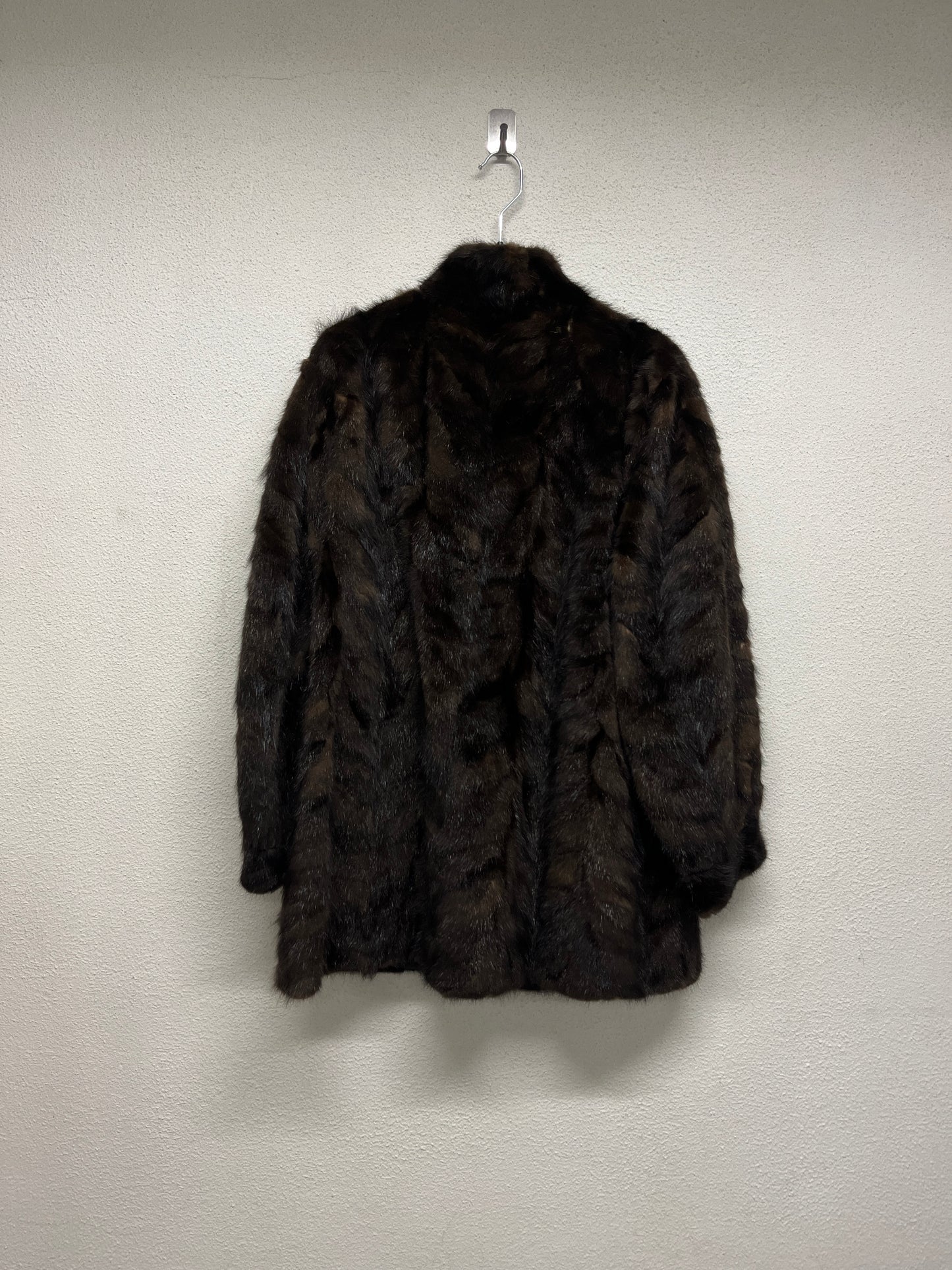 VINTAGE real fur brown coat (S/M)