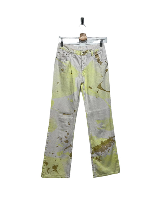 ROBERTO CAVALLI straight leg painted neon and gold trousers (XS)