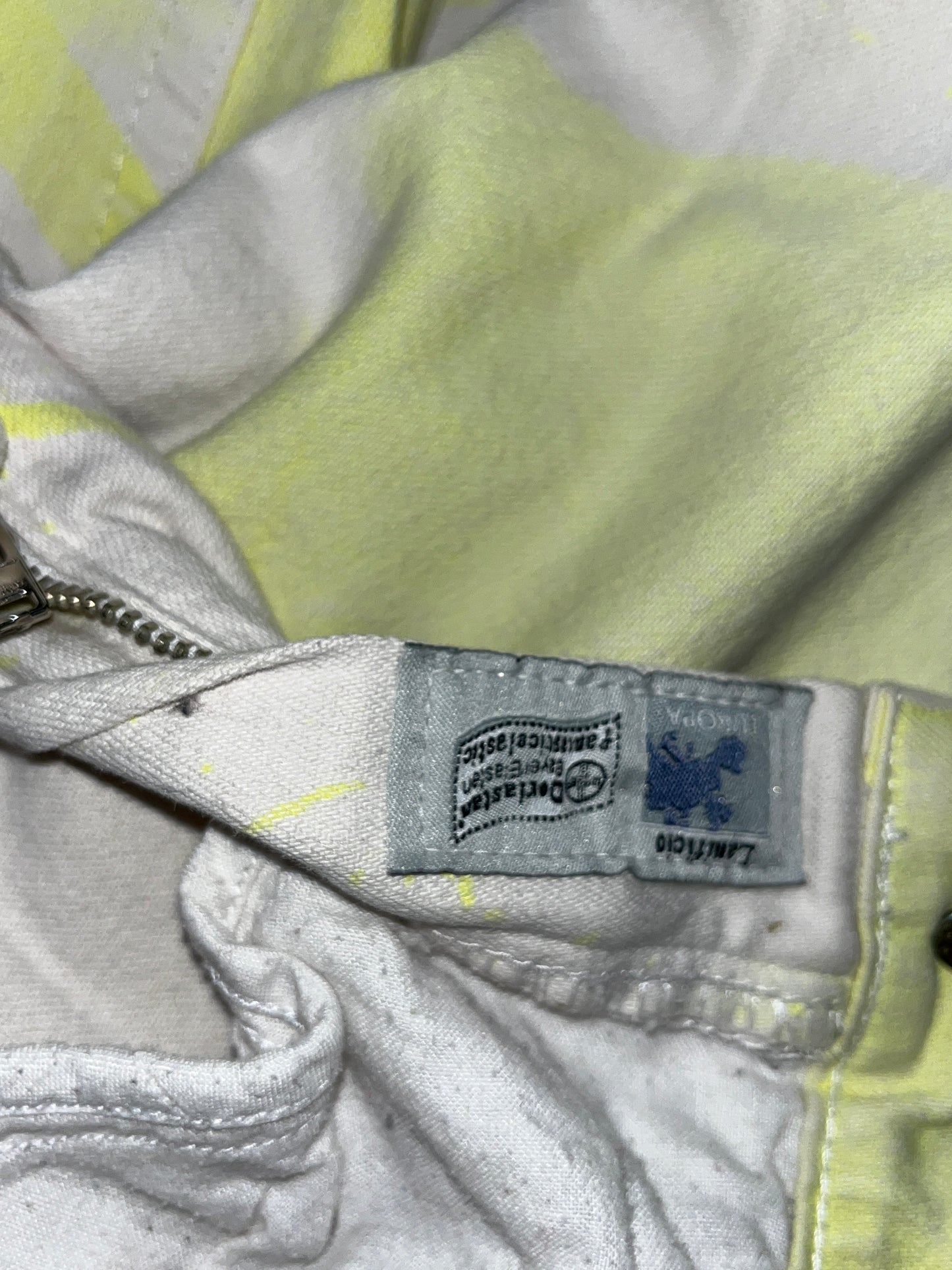 ROBERTO CAVALLI straight leg painted neon and gold trousers (XS)