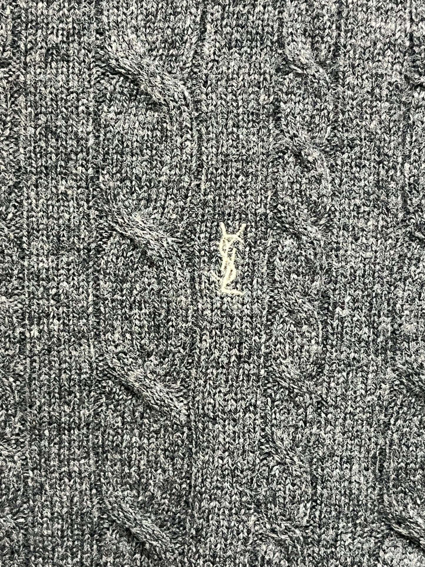 YVES SAINT LAURENT wool grey cable knit vest (M)