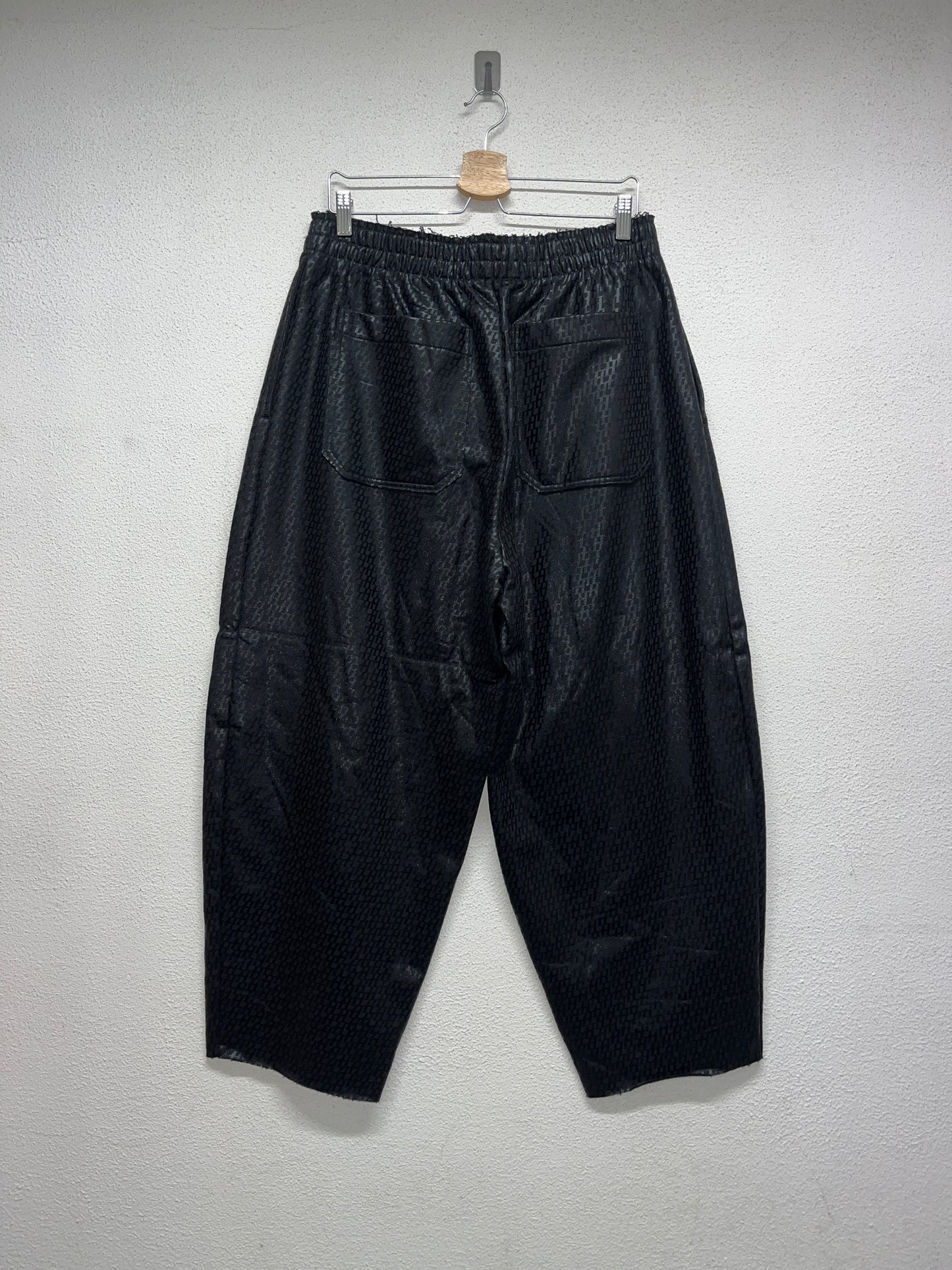 HELMUT LANG black shiny monogram baggy trousers (M)