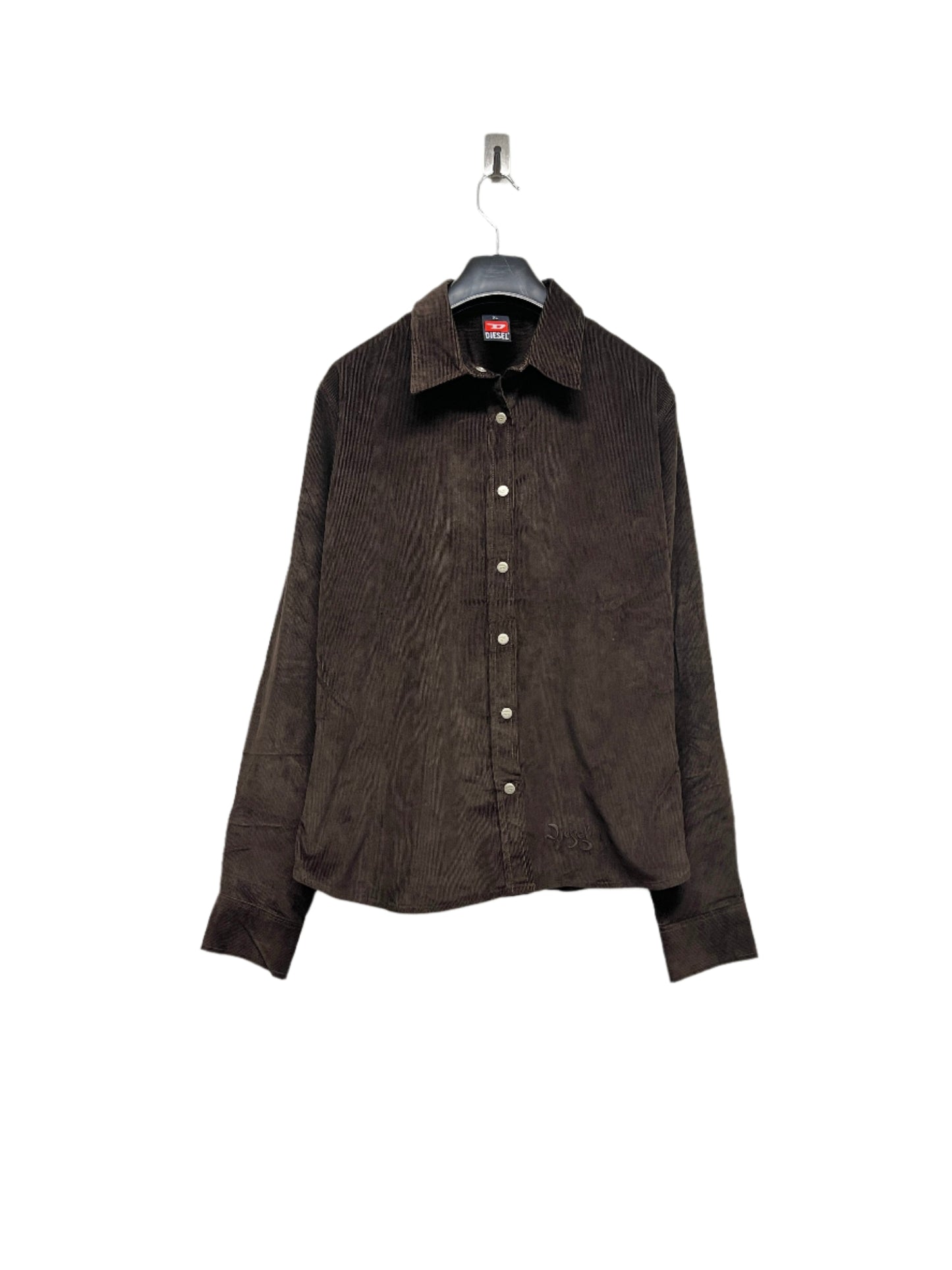DIESEL brown button western-style corduroy shirt (XL)