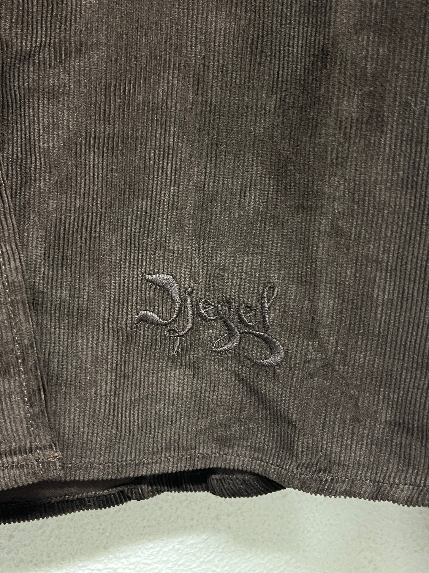 DIESEL brown button western-style corduroy shirt (XL)