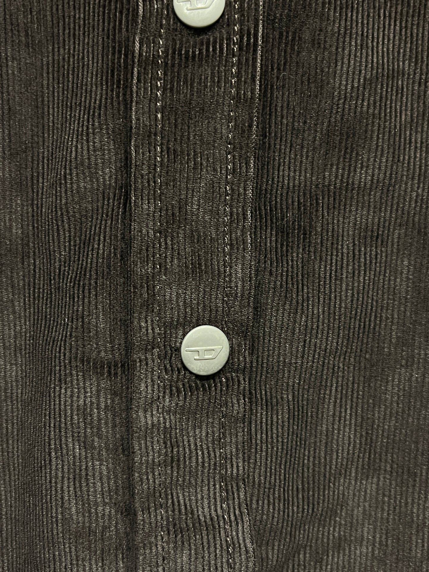 DIESEL brown button western-style corduroy shirt (XL)
