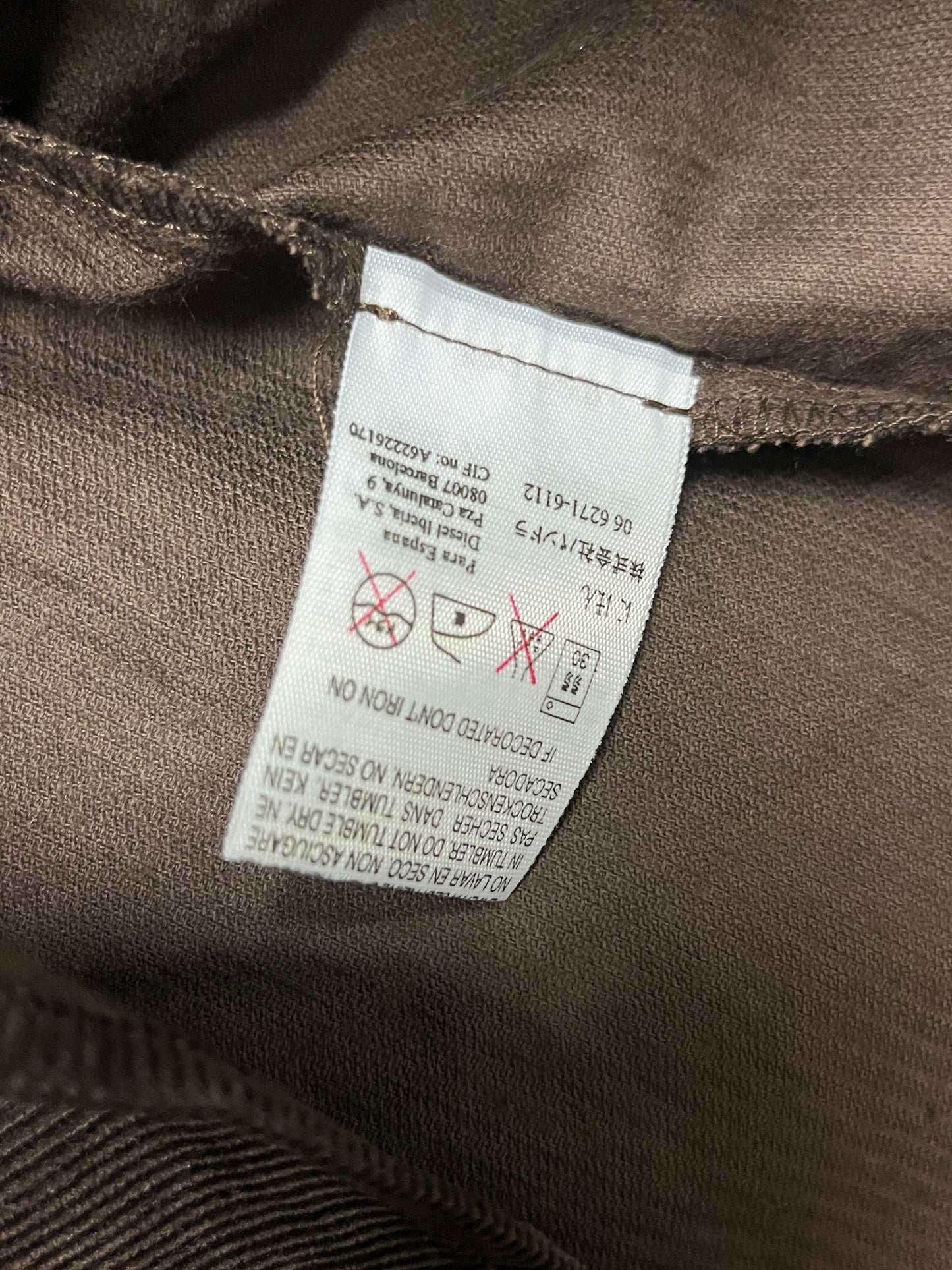 DIESEL brown button western-style corduroy shirt (XL)