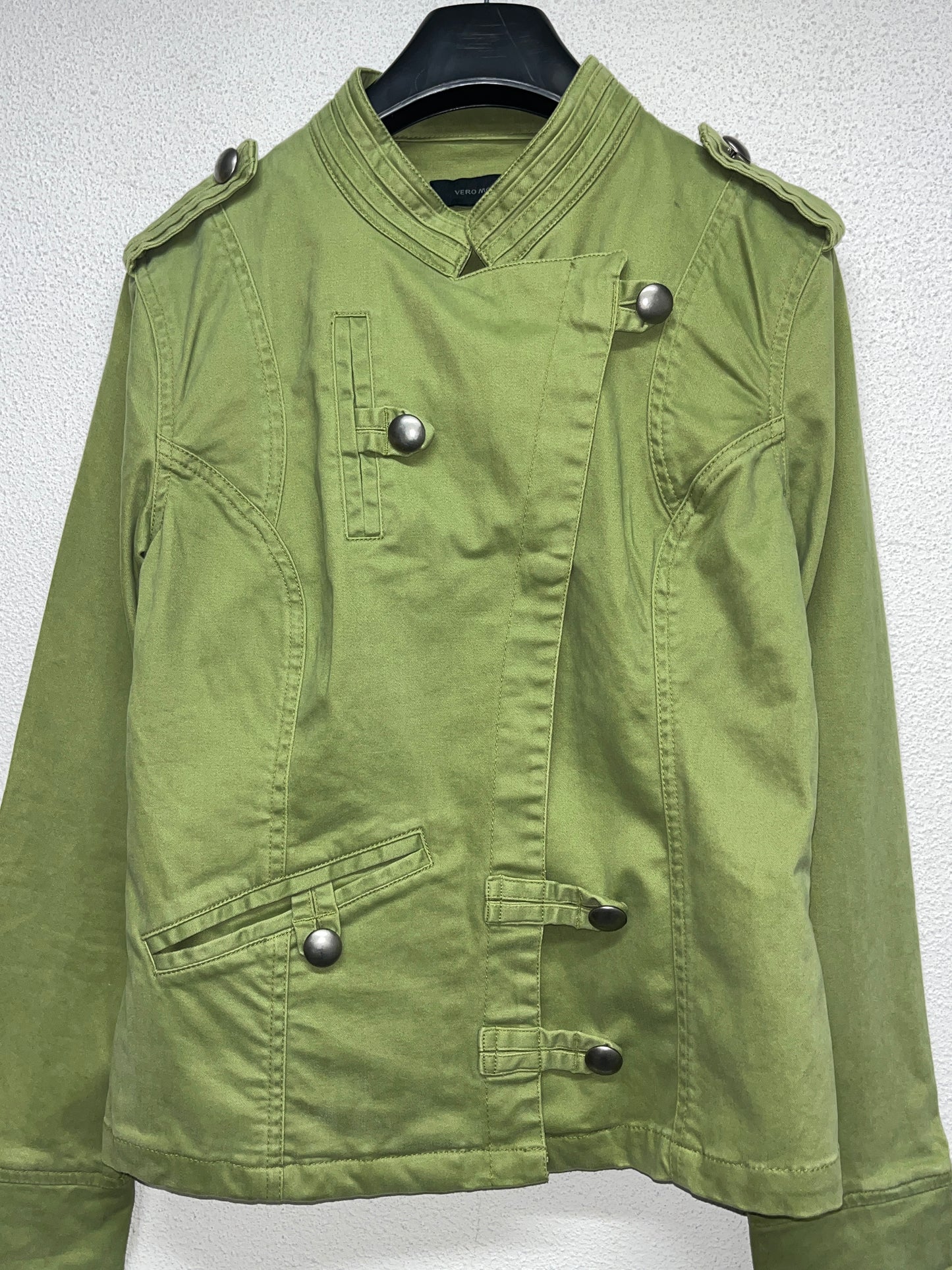 VINTAGE green asymmetrical military jacket (S)
