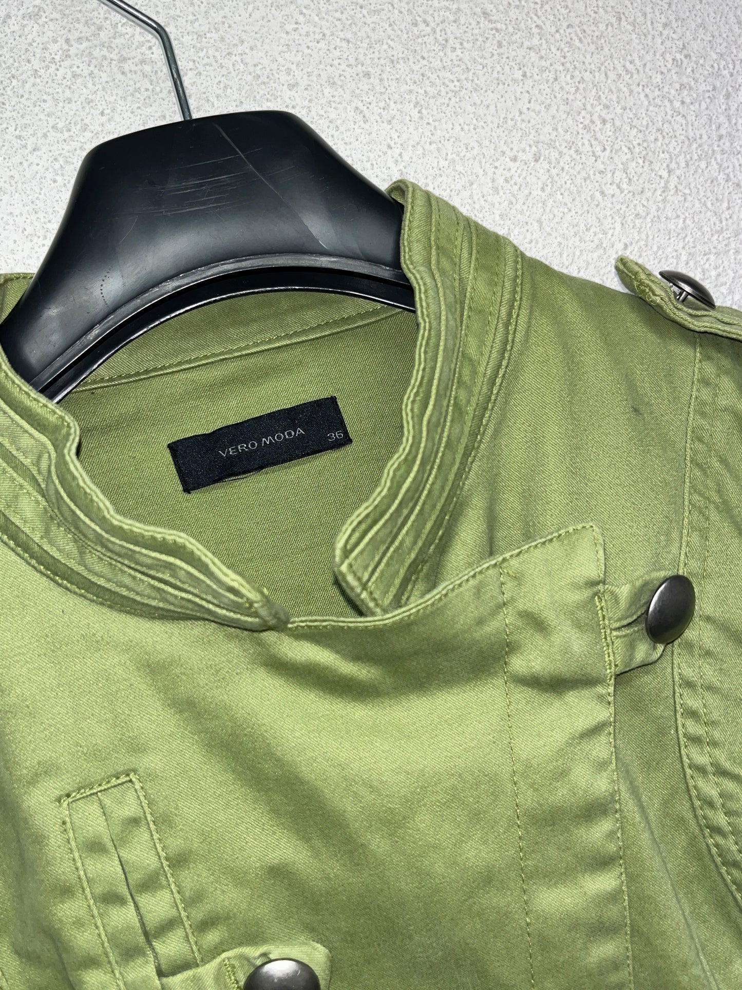 VINTAGE green asymmetrical military jacket (S)
