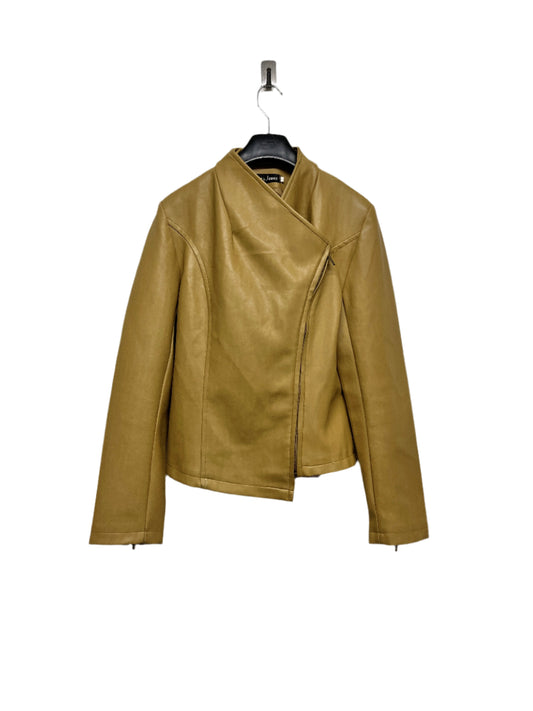VINTAGE brown-camel vegan leather jacket (S)