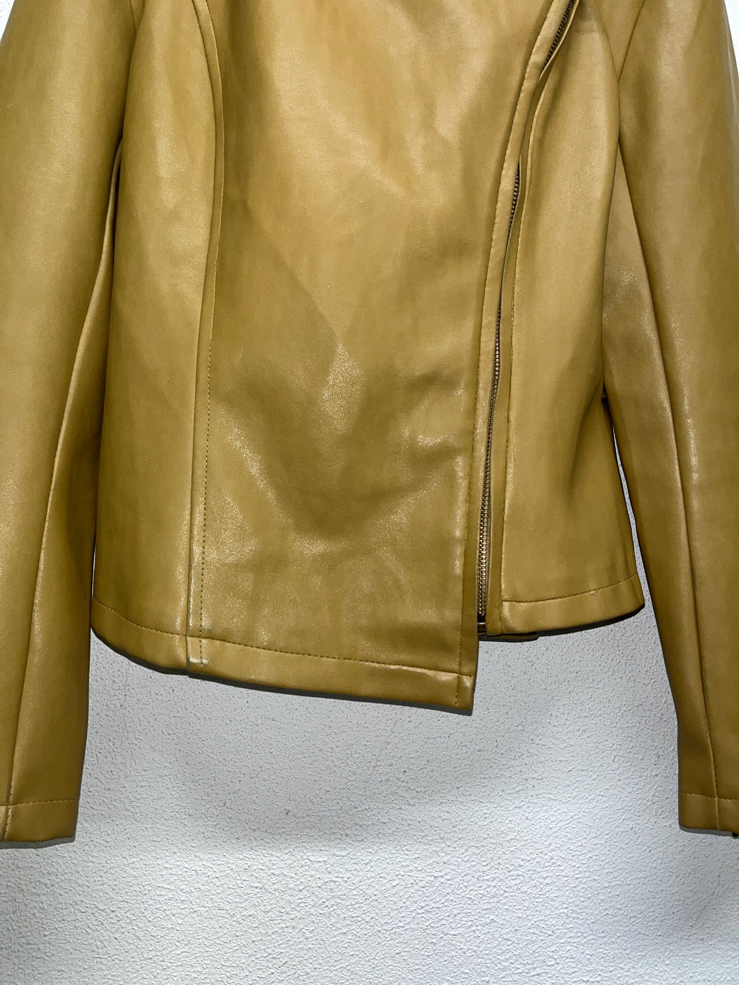 VINTAGE brown-camel vegan leather jacket (S)