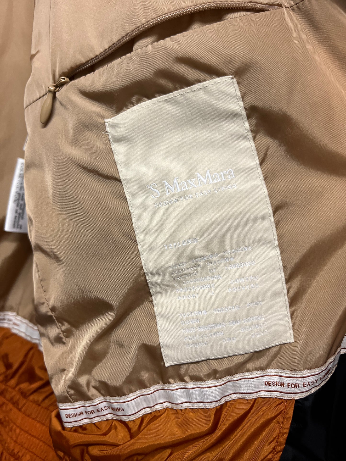 MAX MARA camel nylon zip-up puffer jacket (S)
