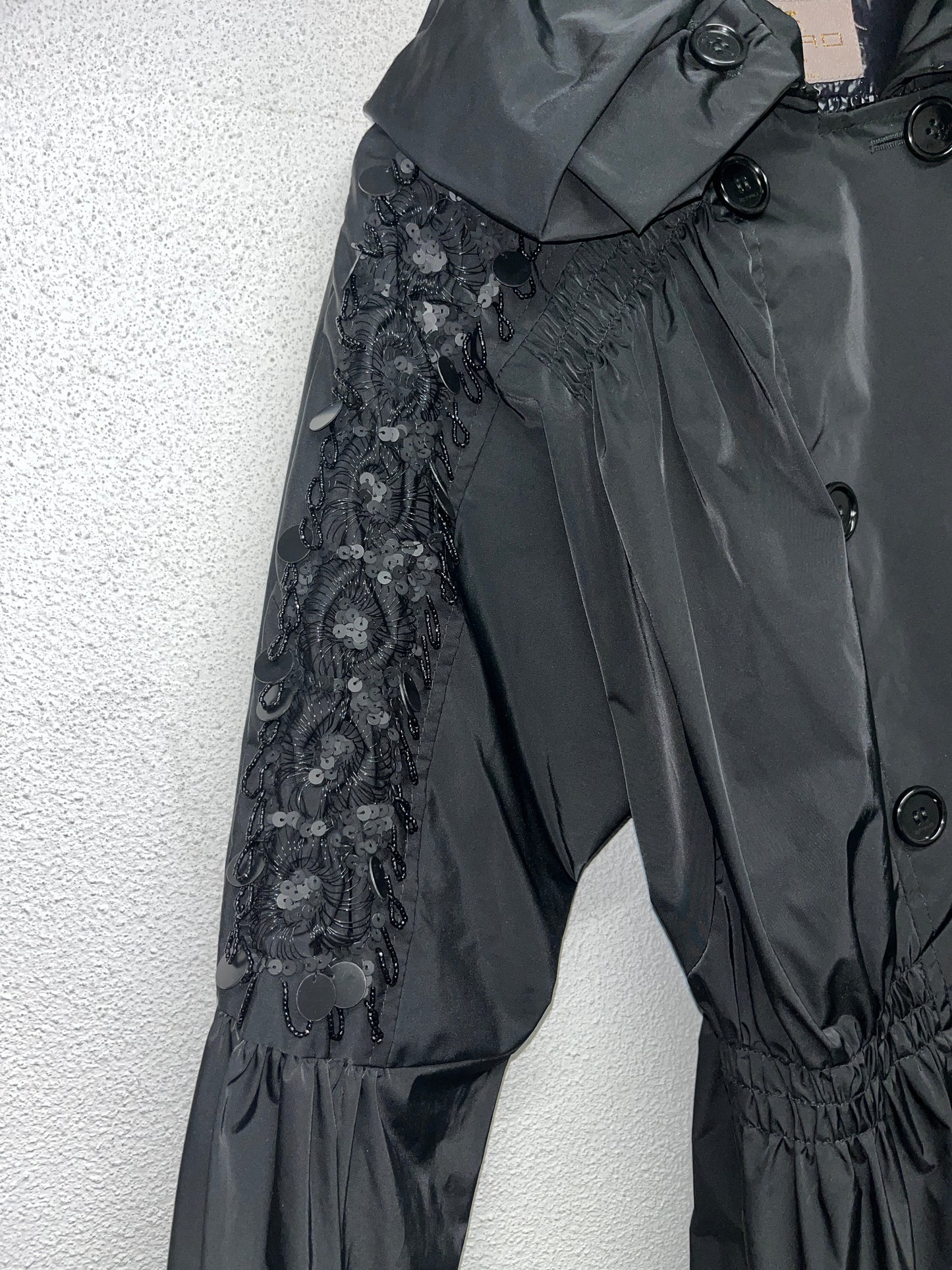 ETRO parka coat with beading details and puffed collar (M)