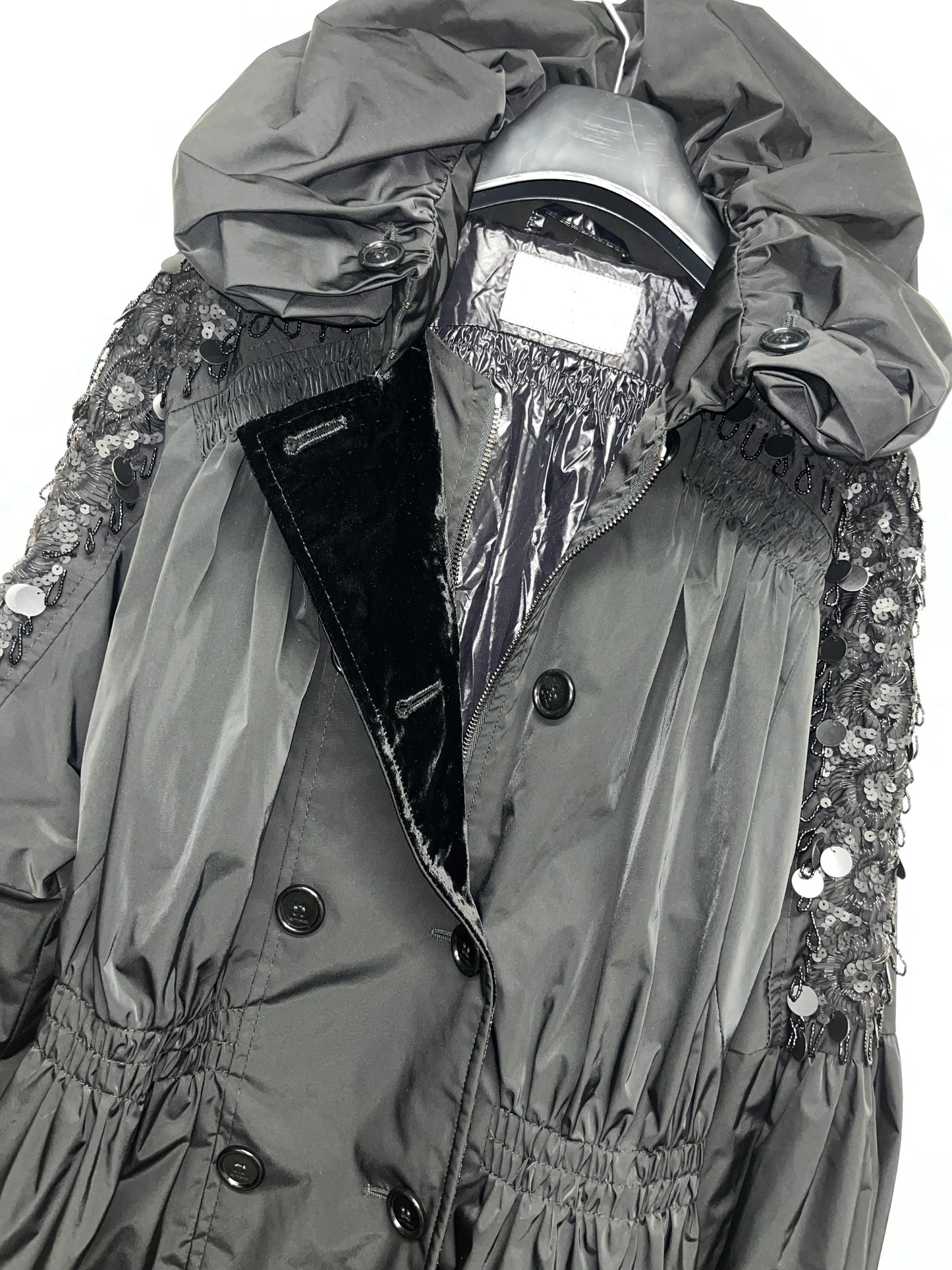 ETRO parka coat with beading details and puffed collar (M)