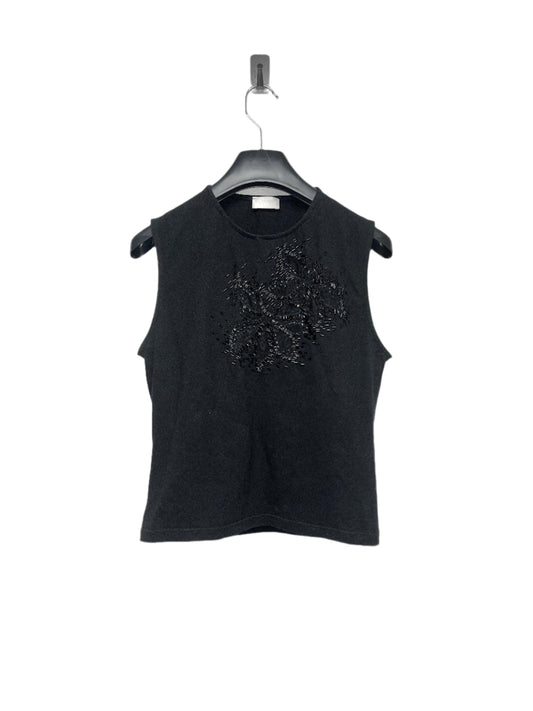 VALENTINO black cotton sleeveless beaded top (S)