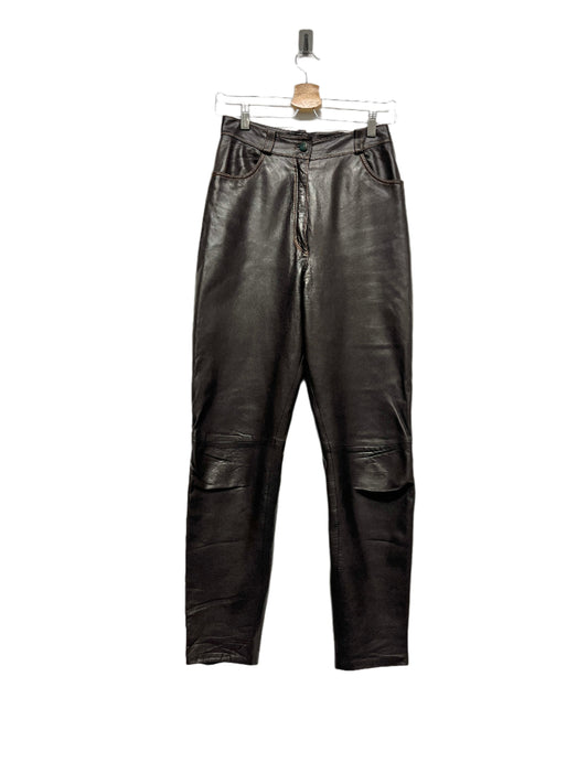 VINTAGE brown biker leather trousers (XS)