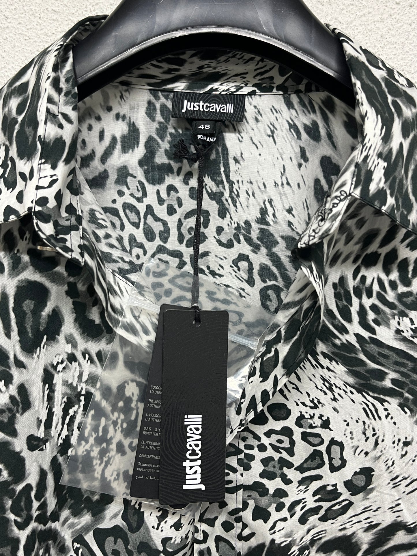 ROBERTO CAVALLI abstract-animal print shirt (M)