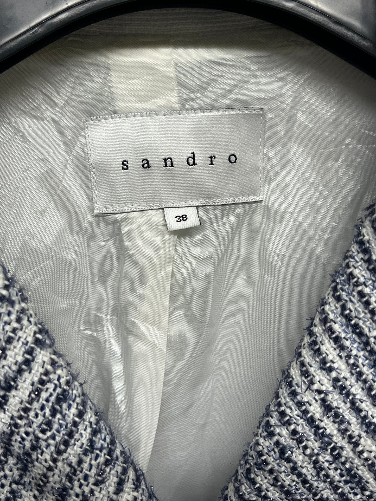 SANDRO biker tweed asymmetrical jacket (M)