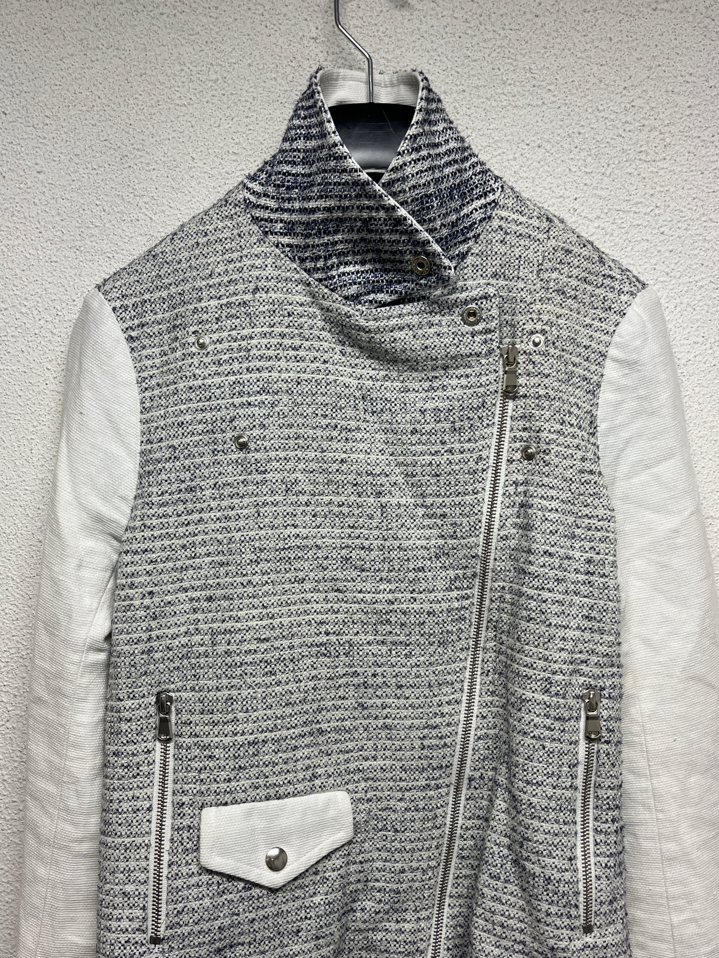 SANDRO biker tweed asymmetrical jacket (M)