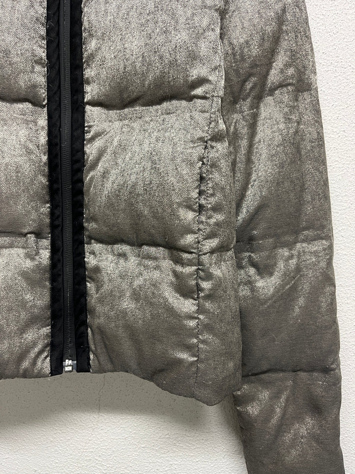 JIL SANDER metallic grey puffer jacket (XS)